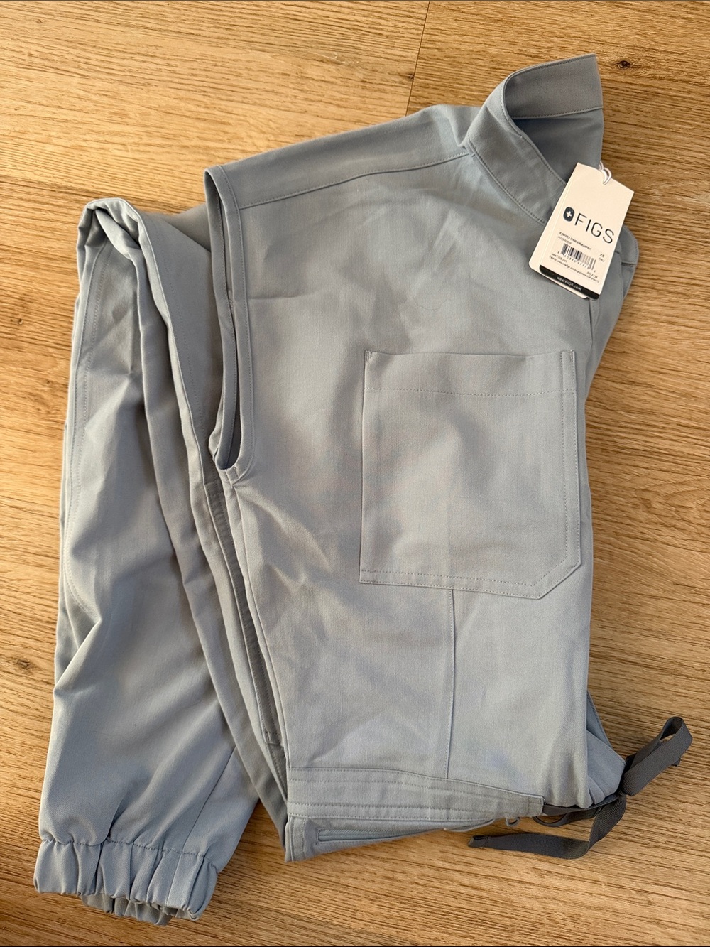 NWT FIGS Women's Dusty Blue Rafaela Cargo Jogger Scrub Jumpsuit